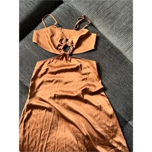 ZAFUL Cutout O Ring Satin Midi Dress